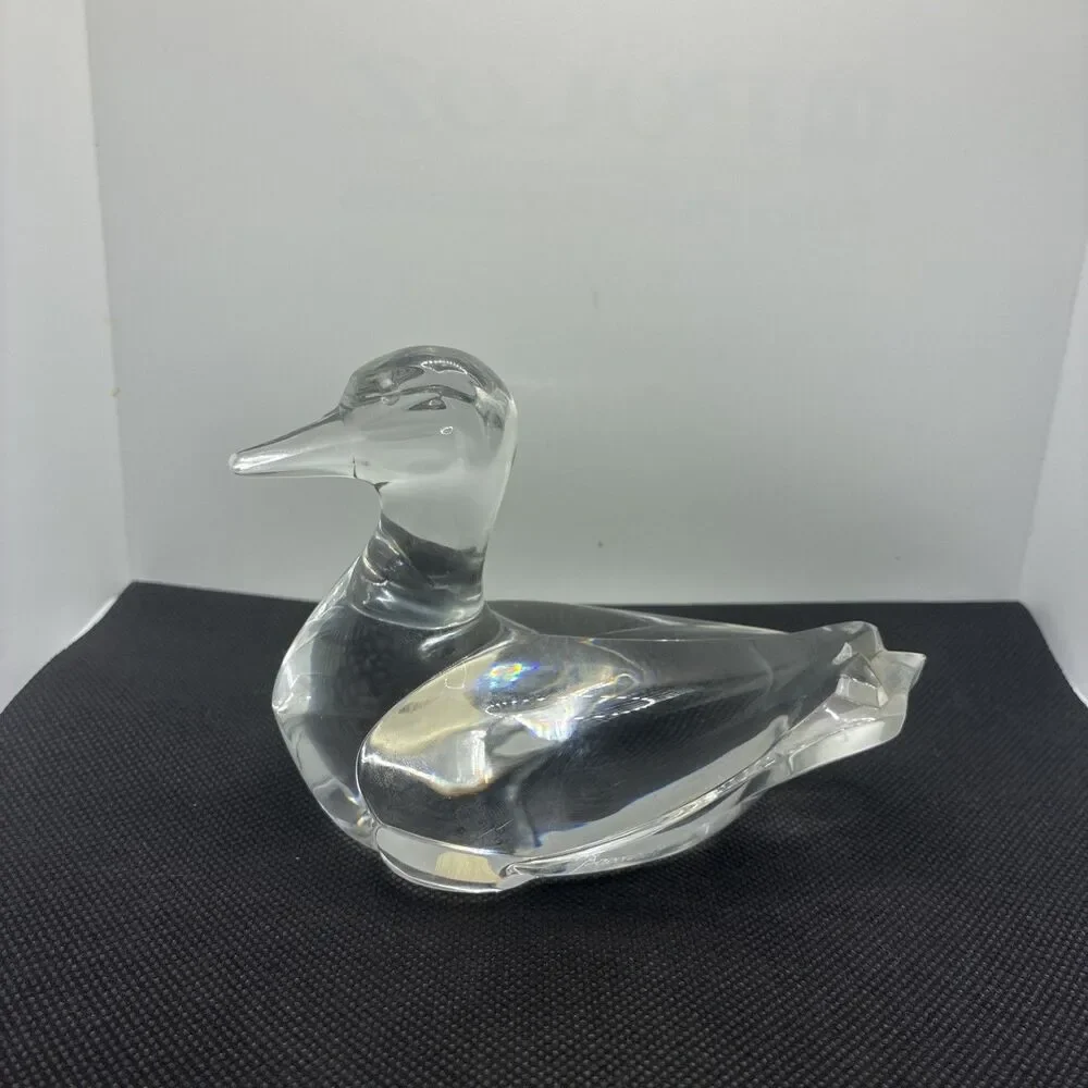Baccarat Crystal Duck Art Glass Mallard Figurine- Decor Paperweight